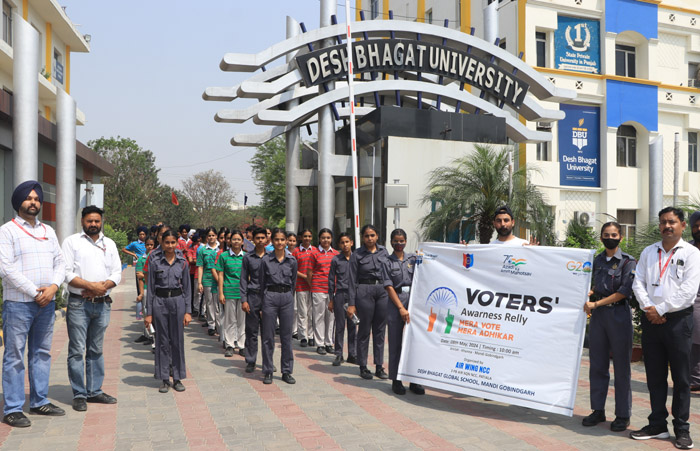 देश भगत यूनिवर्सिटी और स्कूल के एनसीसी विंग द्वारा मतदाता जागरूकता रैली का आयोजन किया गया